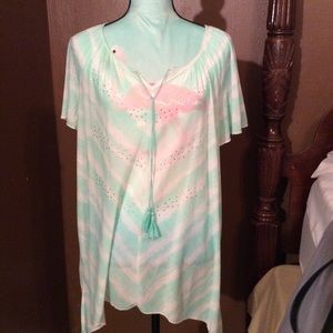 FRENCH LAUNDRY Green and White tunic, XL